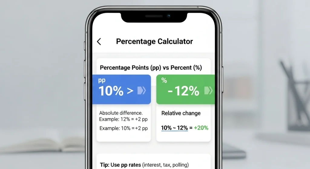 Percentage Calculator 5 Percentage points pp vs percent