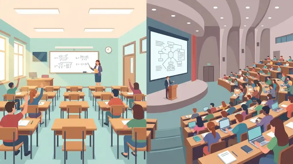 What Is a Passing Grade? 2 Illustration comparing high school and college grading systems side by side